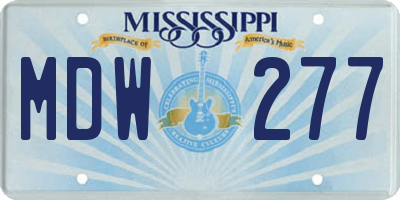 MS license plate MDW277