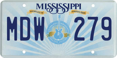 MS license plate MDW279