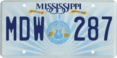 MS license plate MDW287