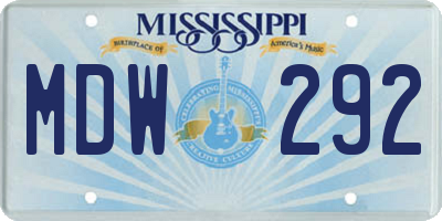 MS license plate MDW292