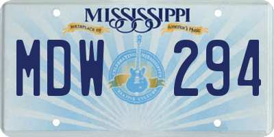 MS license plate MDW294