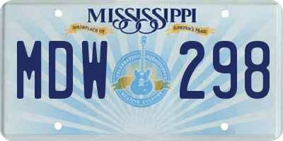 MS license plate MDW298