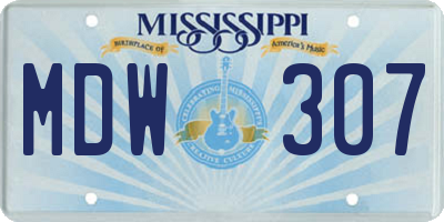 MS license plate MDW307