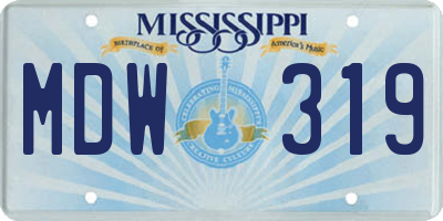 MS license plate MDW319