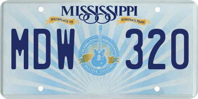 MS license plate MDW320
