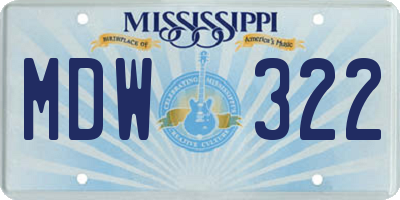 MS license plate MDW322