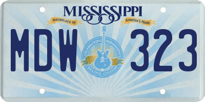 MS license plate MDW323