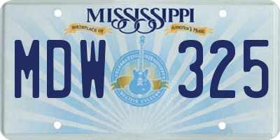 MS license plate MDW325