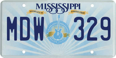 MS license plate MDW329