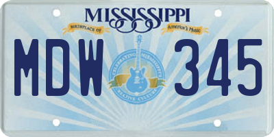 MS license plate MDW345