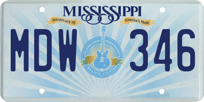 MS license plate MDW346