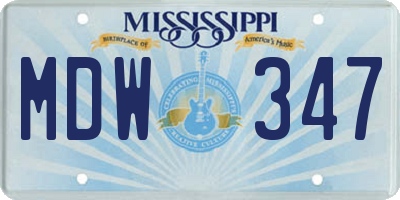 MS license plate MDW347