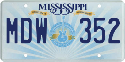 MS license plate MDW352