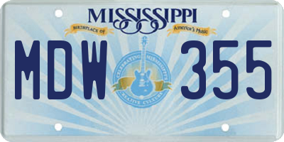 MS license plate MDW355