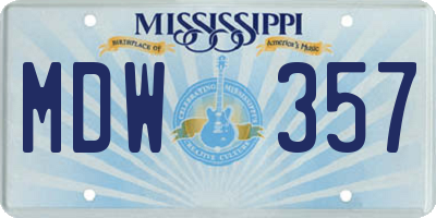 MS license plate MDW357