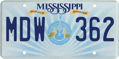 MS license plate MDW362