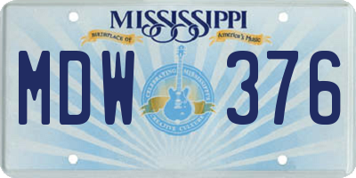 MS license plate MDW376