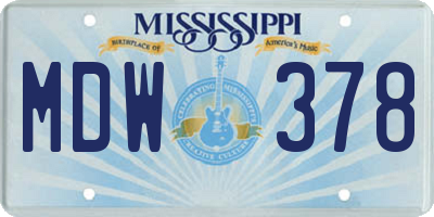 MS license plate MDW378