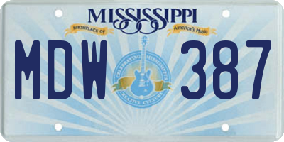MS license plate MDW387