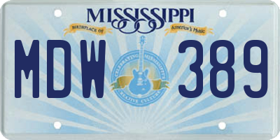 MS license plate MDW389
