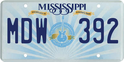 MS license plate MDW392