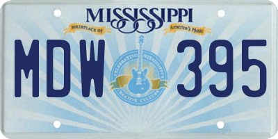 MS license plate MDW395