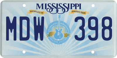 MS license plate MDW398