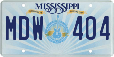 MS license plate MDW404