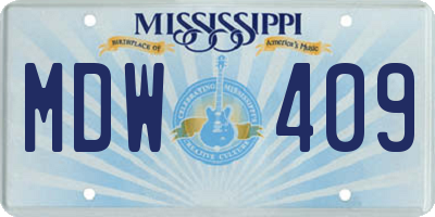 MS license plate MDW409