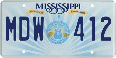 MS license plate MDW412