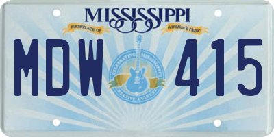 MS license plate MDW415