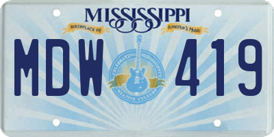 MS license plate MDW419