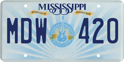 MS license plate MDW420