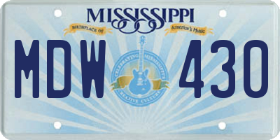 MS license plate MDW430
