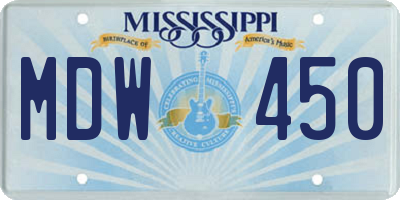 MS license plate MDW450