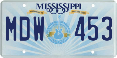 MS license plate MDW453