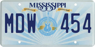 MS license plate MDW454