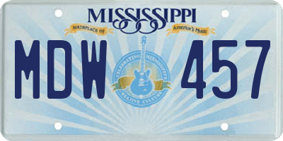 MS license plate MDW457