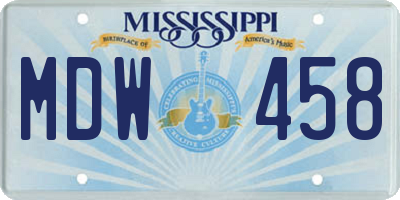MS license plate MDW458