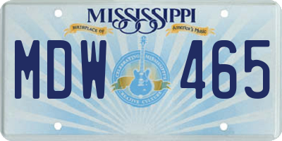 MS license plate MDW465