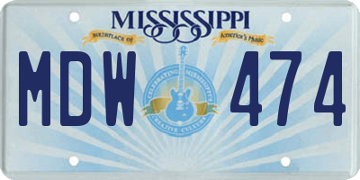MS license plate MDW474