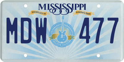 MS license plate MDW477