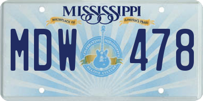 MS license plate MDW478