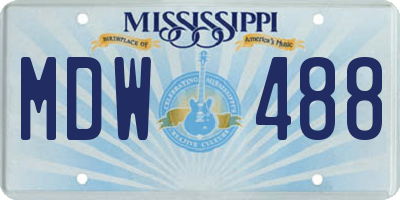 MS license plate MDW488