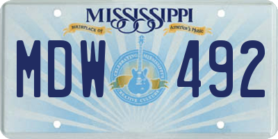 MS license plate MDW492