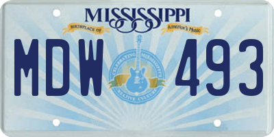 MS license plate MDW493