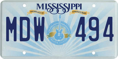 MS license plate MDW494