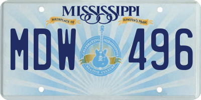 MS license plate MDW496