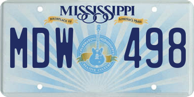 MS license plate MDW498