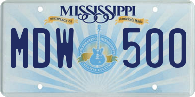 MS license plate MDW500